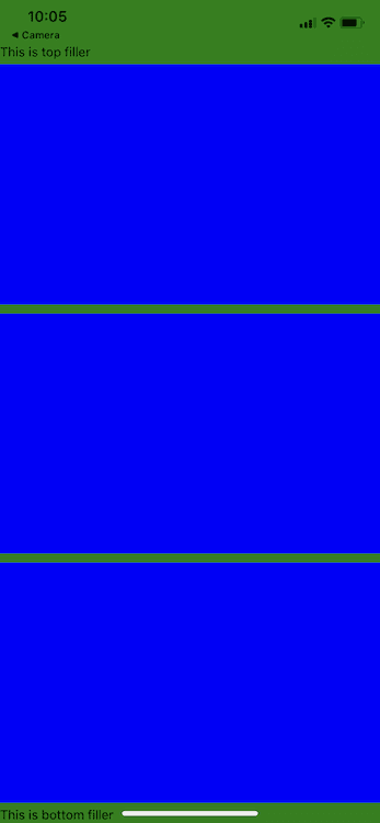 A screen with 3 equal blue sections